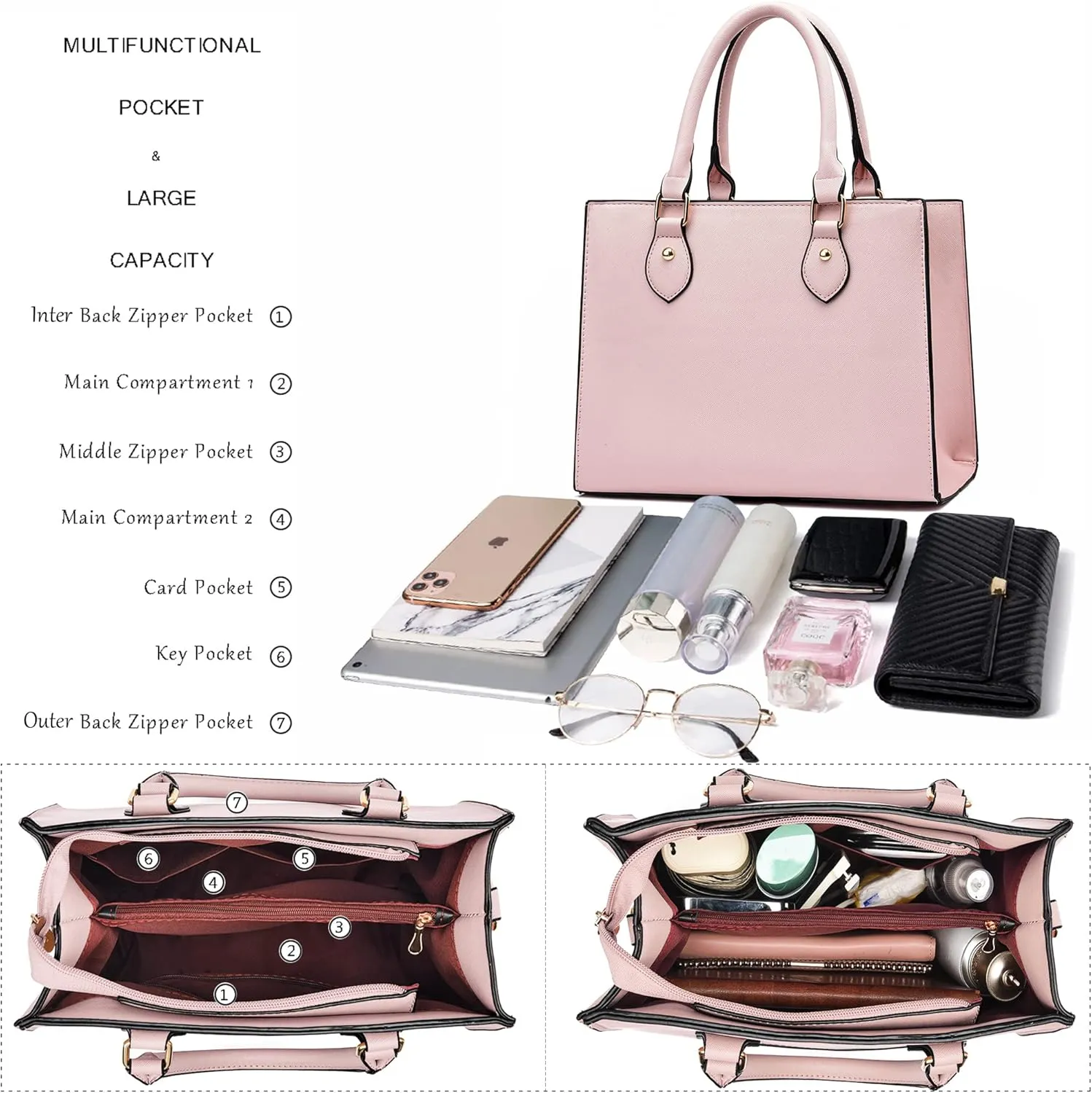 CHICAROUSAL Crossbody Purses and Handbags for Women PU Leather Tote Top Handle Satchel Shoulder Bags