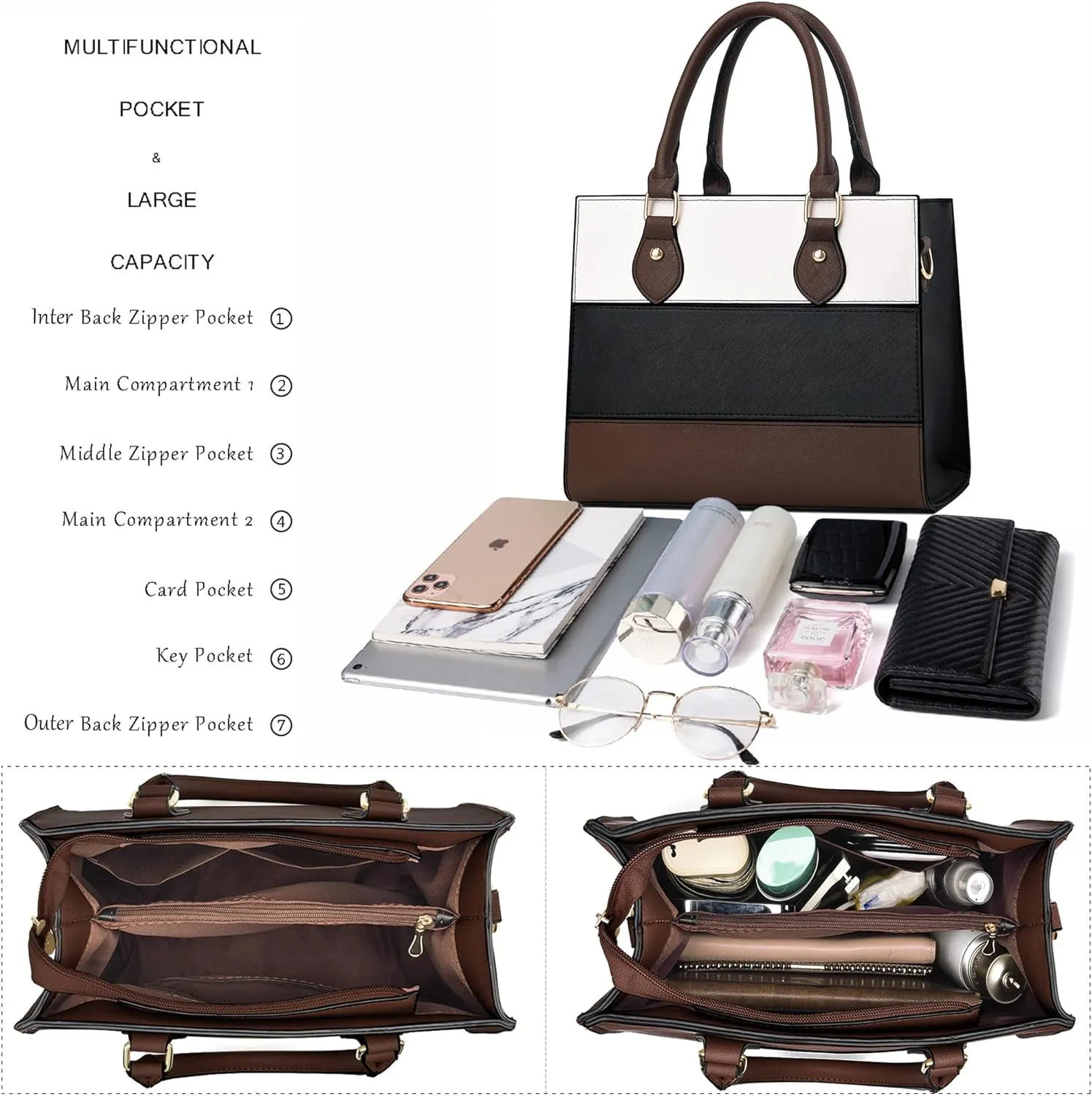 CHICAROUSAL Crossbody Purses and Handbags for Women PU Leather Tote Top Handle Satchel Shoulder Bags