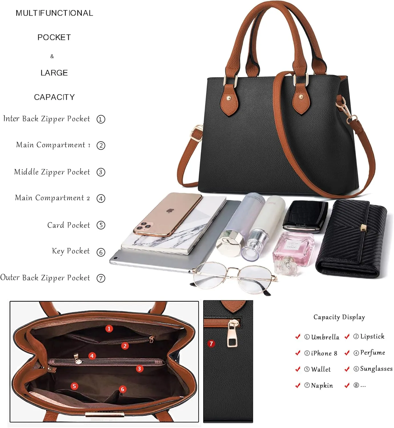 CHICAROUSAL Purses and Handbags for Women Leather Crossbody Bags Women's Tote Shoulder Bag
