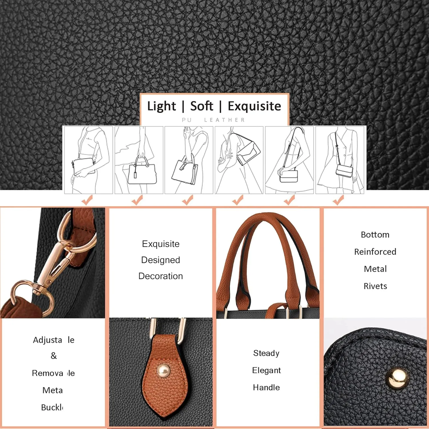 CHICAROUSAL Purses and Handbags for Women Leather Crossbody Bags Women's Tote Shoulder Bag