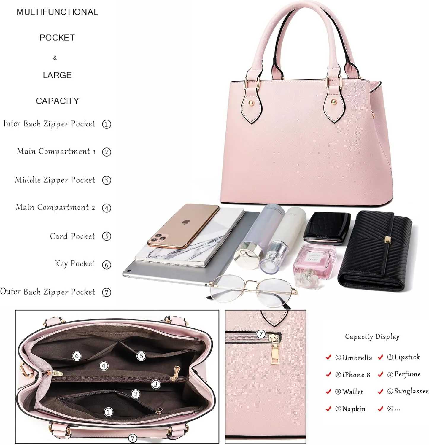 CHICAROUSAL Purses and Handbags for Women Leather Crossbody Bags Women's Tote Shoulder Bag