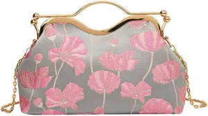 Chinese Style Embroidery Butterfly Handbag Women's Retro Western Style Crossbody Dinner Bag Gold Bag