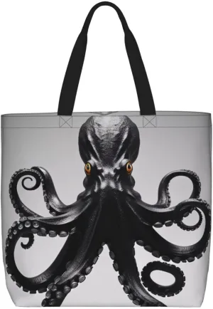 Classic Black Octopus Print One Shoulder Convenient Bag,Cute Women's One Shoulder Handbag,Suitable for Work and Grocery Shopping