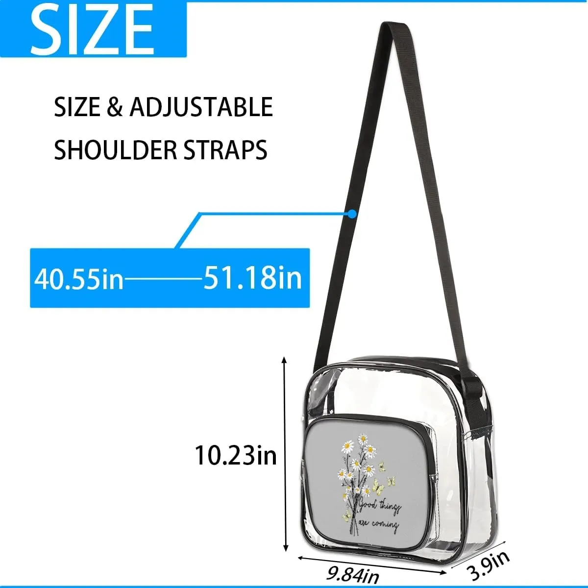 Clear Crossbody Bag Stadium Approved for Women and Men Transparent Messenger Shoulder Bag Clear Purse Bag