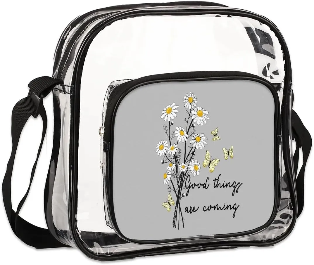 Clear Crossbody Bag Stadium Approved for Women and Men Transparent Messenger Shoulder Bag Clear Purse Bag