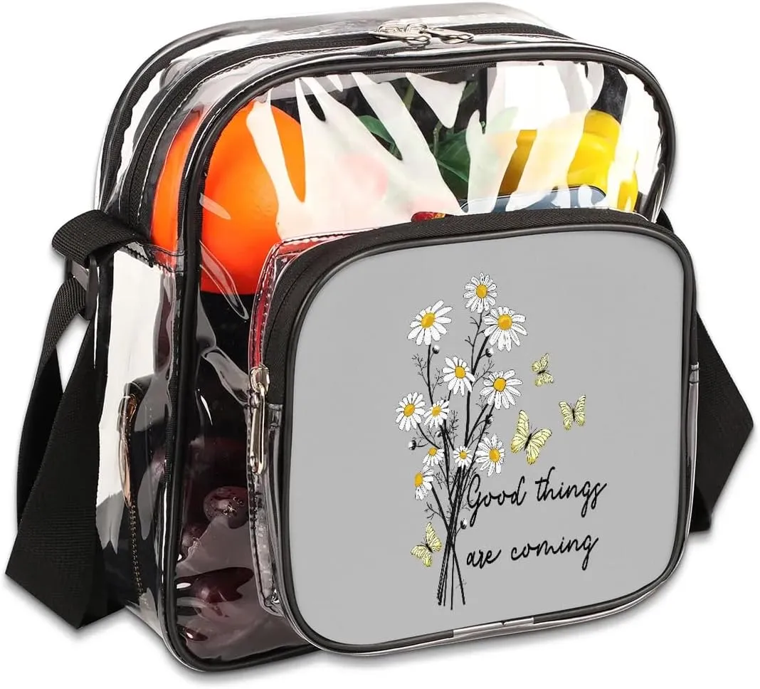Clear Crossbody Bag Stadium Approved for Women and Men Transparent Messenger Shoulder Bag Clear Purse Bag