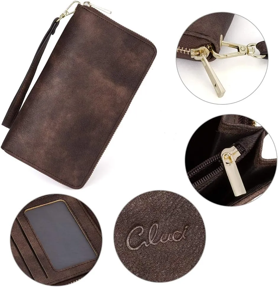 CLUCI Womens Wallet RFID Bifold Wristlet Large