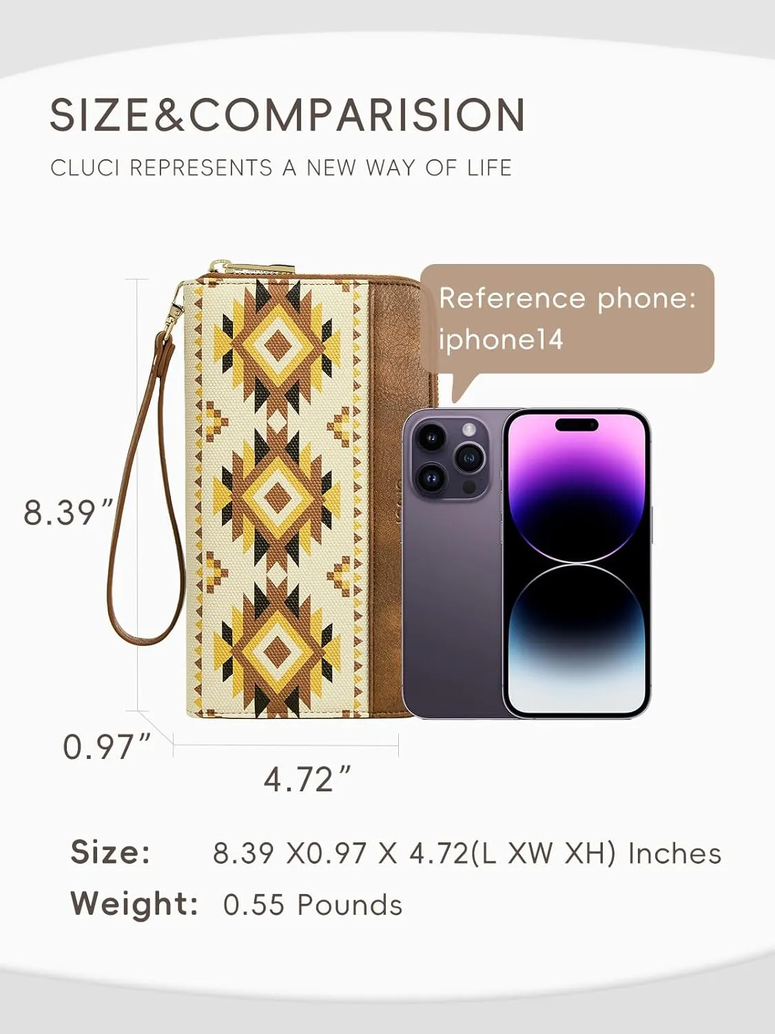 CLUCI Womens Wallet RFID Bifold Wristlet Large