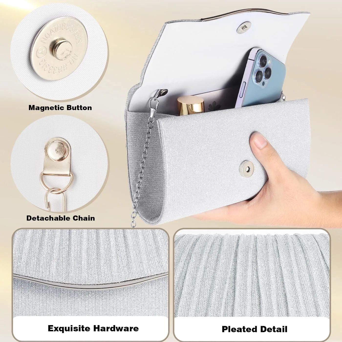 Clutch Purses for Women Formal Dressy Evening Bag Handbags Crossbody Bag for Wedding Cocktail Prom Party Elegance Charm