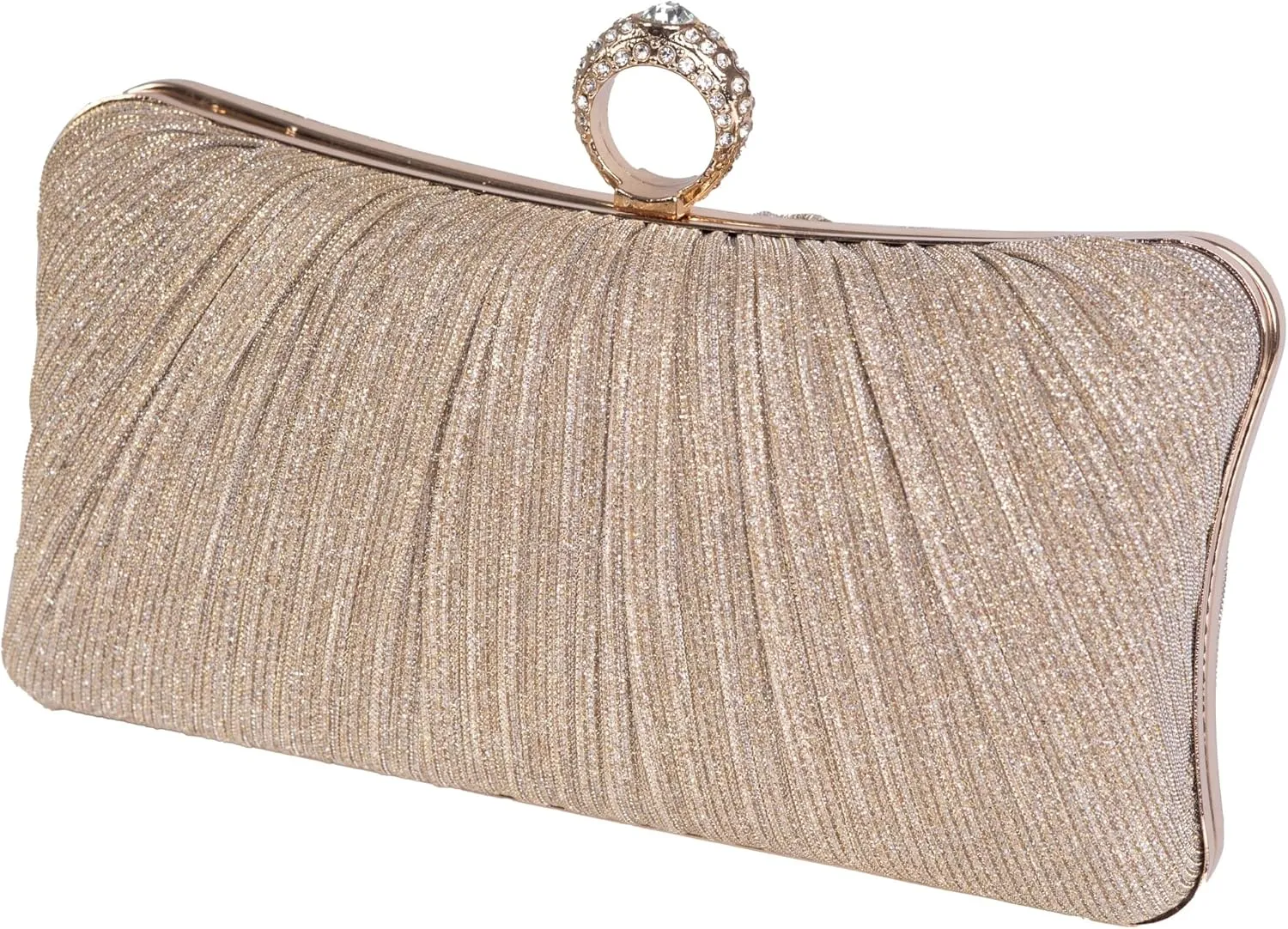 Clutch Purses for Women Glitter Crossbody Purse Pleated Evening Bag with Rhinestone Clutches for Party Wedding Prom