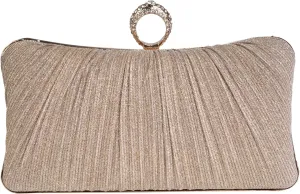 Clutch Purses for Women Glitter Crossbody Purse Pleated Evening Bag with Rhinestone Clutches for Party Wedding Prom