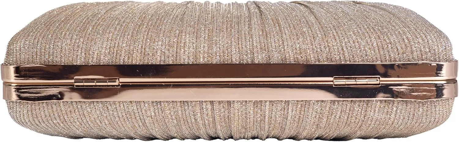 Clutch Purses for Women Glitter Crossbody Purse Pleated Evening Bag with Rhinestone Clutches for Party Wedding Prom