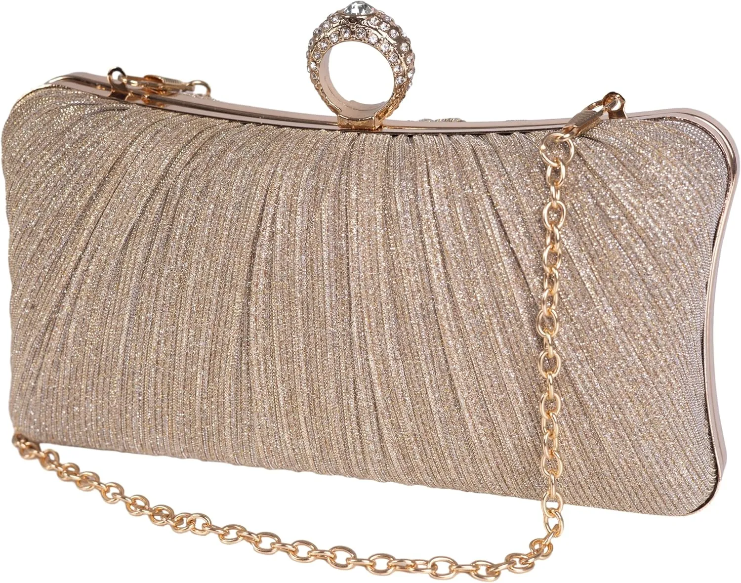 Clutch Purses for Women Glitter Crossbody Purse Pleated Evening Bag with Rhinestone Clutches for Party Wedding Prom