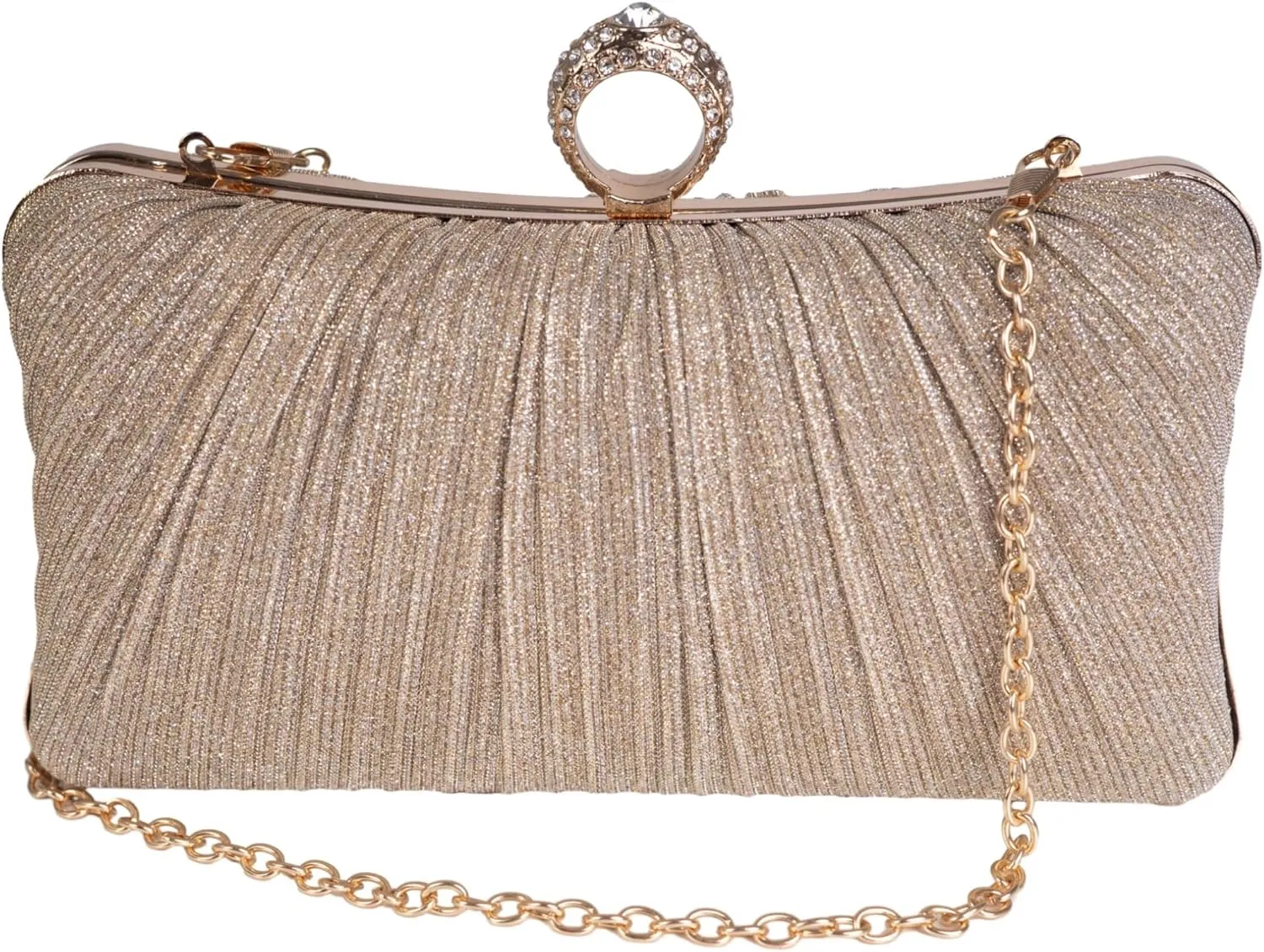 Clutch Purses for Women Glitter Crossbody Purse Pleated Evening Bag with Rhinestone Clutches for Party Wedding Prom