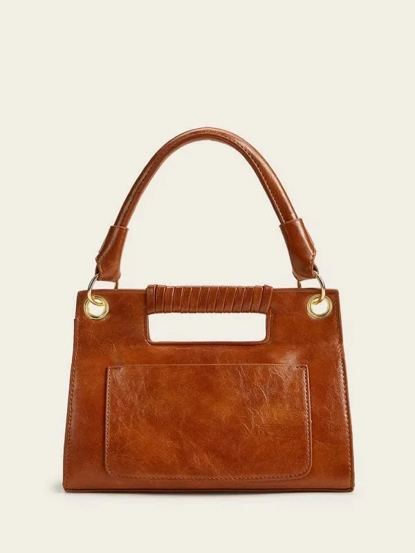 CM-BGS202822 Women Elegnat Seoul Style Studded Decor Grab Satchel Bag - Bown
