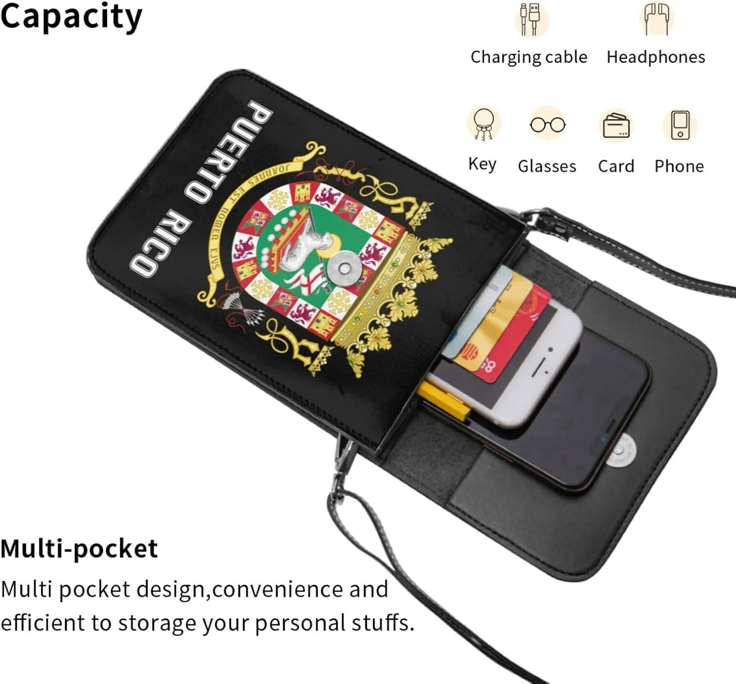Coat of Arms of Sao Tome and Principe Emblem Small Crossbody Purse Cell Phone Bag for Women