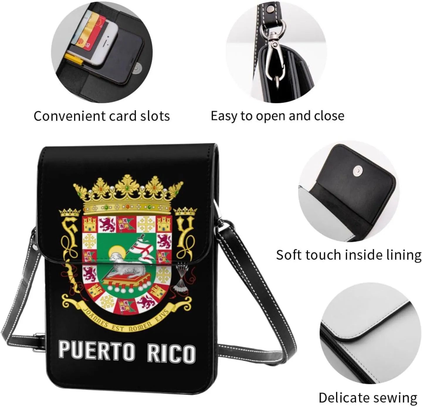 Coat of Arms of Sao Tome and Principe Emblem Small Crossbody Purse Cell Phone Bag for Women