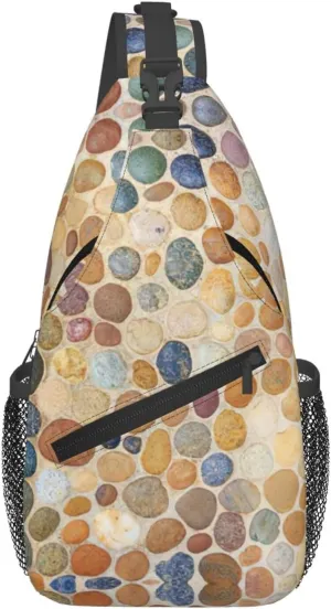 Cobblestone print Crossbody bag, stylish unisex outdoor bag, multi-functional fashion accessories