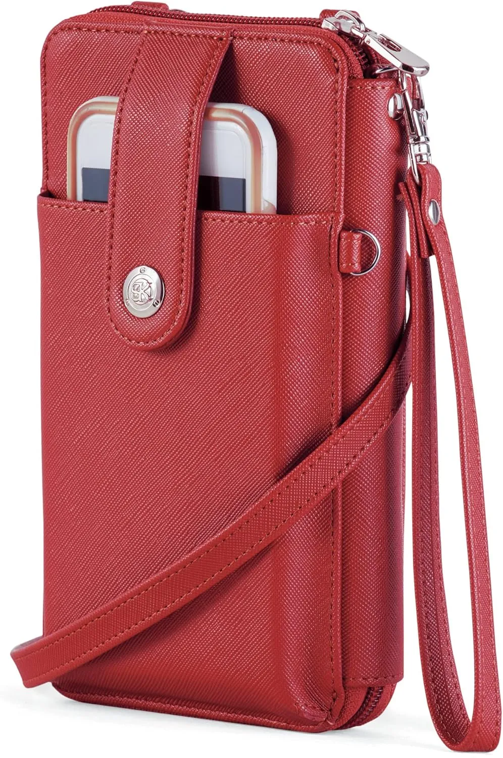 Collections Etc RFID Crossbody Cell Phone Wallet with Adjustable Strap