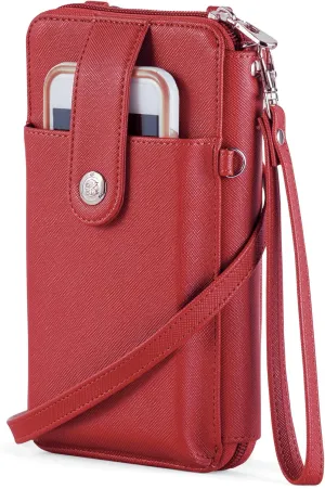 Collections Etc RFID Crossbody Cell Phone Wallet with Adjustable Strap