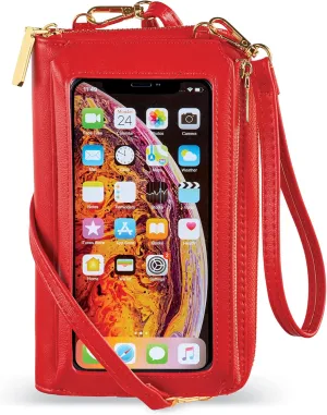 Collections Etc RFID Touch Screen Phone Wallet Crossbody Handbag