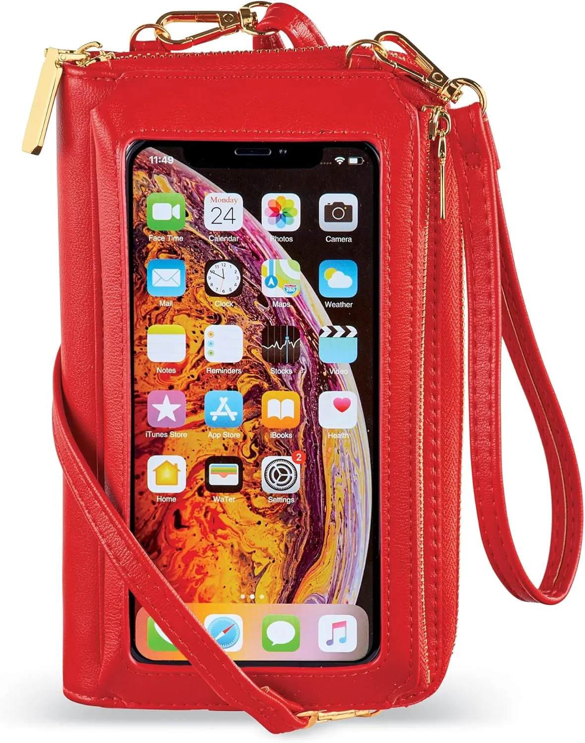 Collections Etc RFID Touch Screen Phone Wallet Crossbody Handbag
