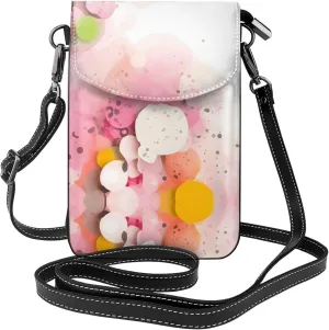 Color Fragment Paper Exquisite Design Printed Leather Crossbody Phone Bag - Portable Fashion Practical Phone Protection