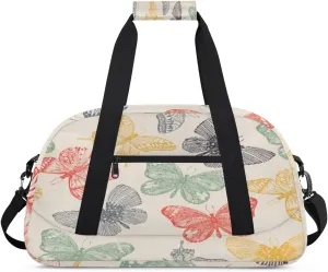 Colorful Butterfly Gym Duffel Bag for Men Women Cartoon Butterfly Sports Tote Bag with Adjustable Shoulder Strap for Dance Gymnastics Traveling Outdoor Camping Overnight Stay