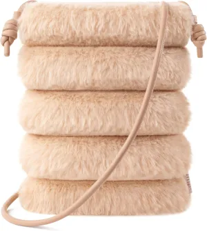 Comfyable Small Crossbody Bag for Women – Faux Fur Fluffy Quilted Cell Phone Purse with Strap, Mini Plush Furry Puffer Pouch