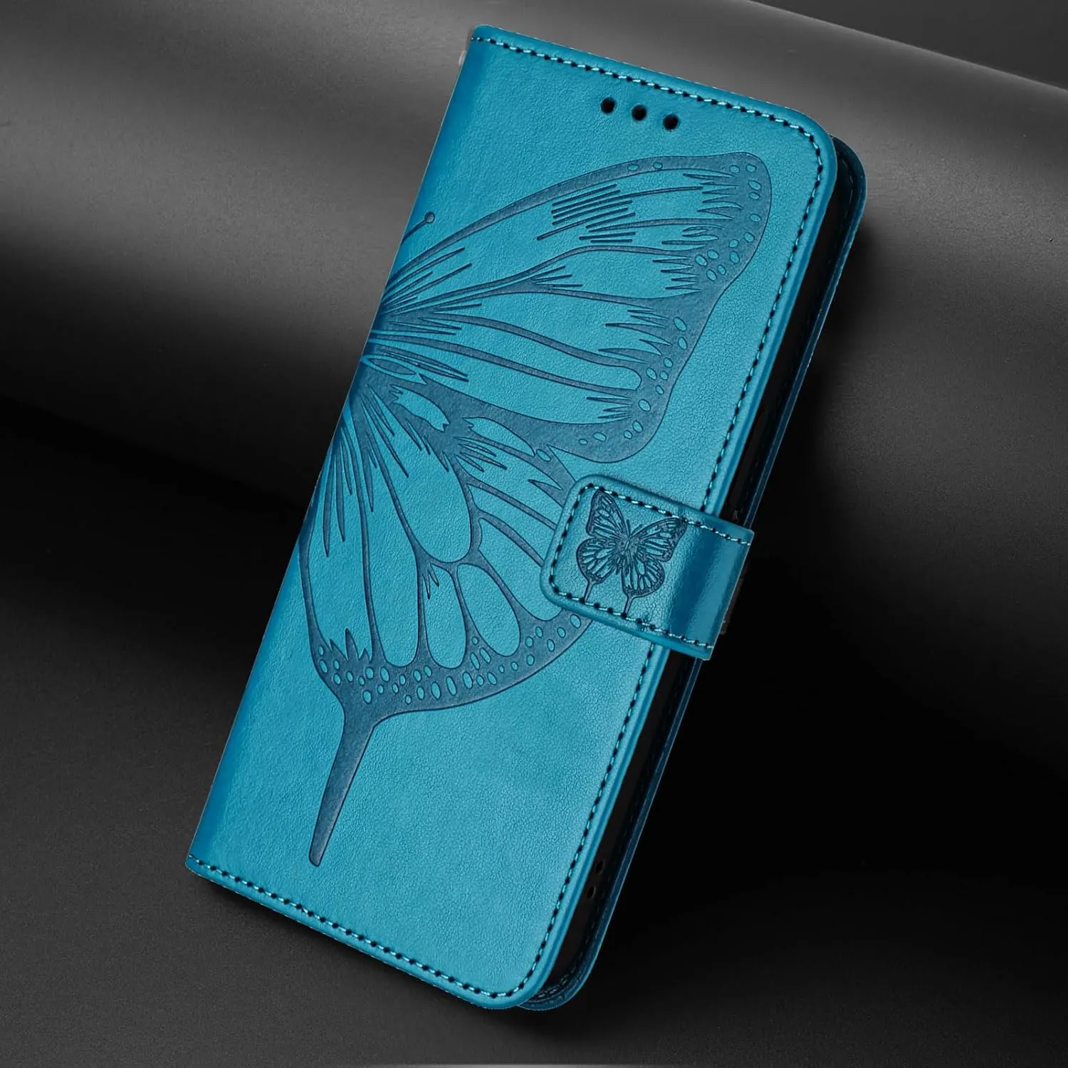 Compatible with Cricket Icon 6 Case AT&T Verge Case Cricket Icon 6 Wallet Case AT&T Verge SL219A Case [Butterfly Magnetic Leather Wallet Flip Case with Credit Card Holder Kickstand] -Blue