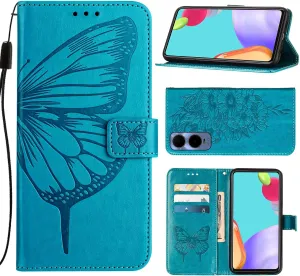 Compatible with Cricket Icon 6 Case AT&T Verge Case Cricket Icon 6 Wallet Case AT&T Verge SL219A Case [Butterfly Magnetic Leather Wallet Flip Case with Credit Card Holder Kickstand] -Blue