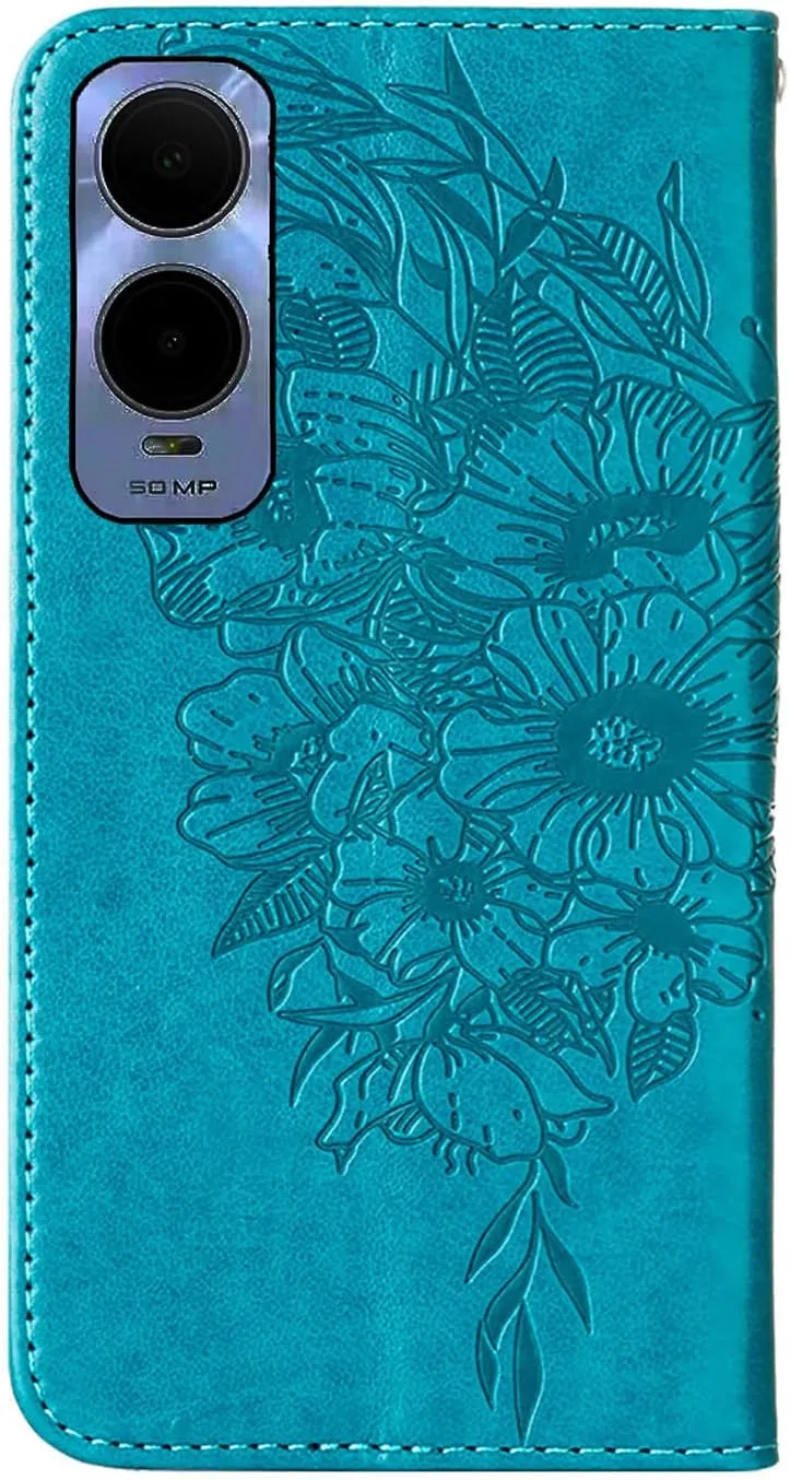 Compatible with Cricket Icon 6 Case AT&T Verge Case Cricket Icon 6 Wallet Case AT&T Verge SL219A Case [Butterfly Magnetic Leather Wallet Flip Case with Credit Card Holder Kickstand] -Blue