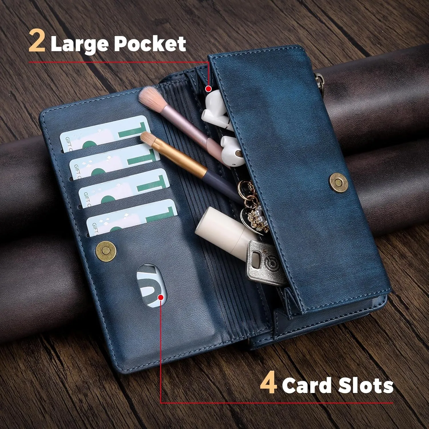 Compatible with iPhone 12 Pro Max Wallet Case,RFID Blocking PU Leather Phone Case Women Men Kickstand flip Cover Wrist Strap Zipper Credit Card Holder Slots for Apple iPhone 12 Pro Max(Blue)