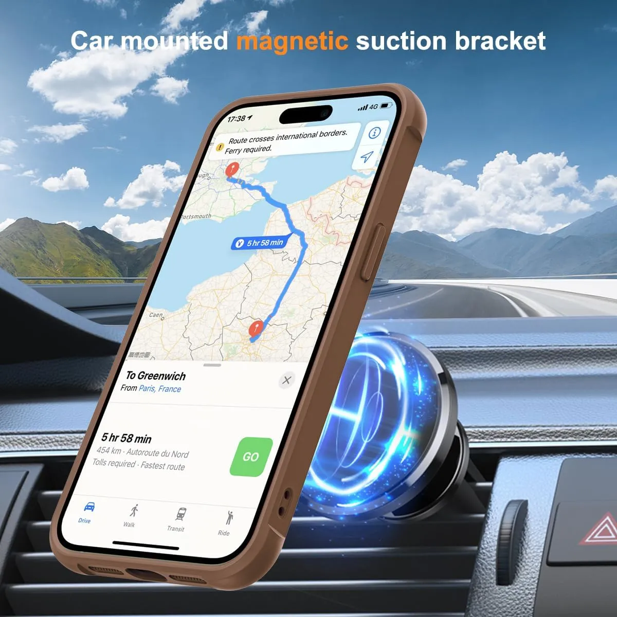 Compatible with iPhone 15 Pro Max Case with Invisible Magnetic O-Ring Stand Military-Grade Translucent Case for iPhone 15 ProMax 6.7" [Compatible with Mag-Safe][Great Grip Feeling],Desert Brown