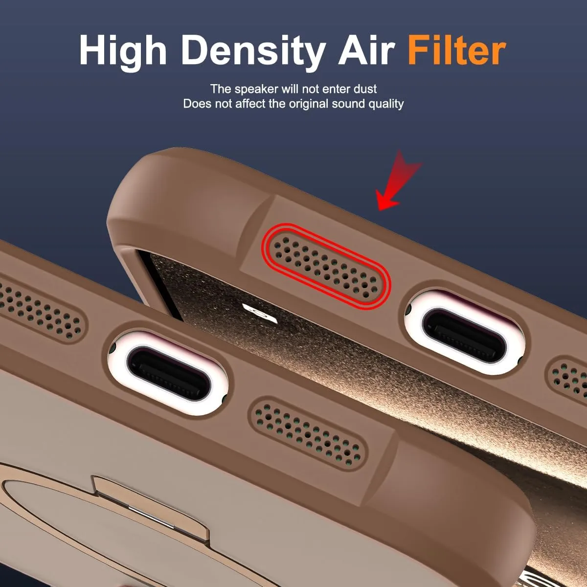 Compatible with iPhone 15 Pro Max Case with Invisible Magnetic O-Ring Stand Military-Grade Translucent Case for iPhone 15 ProMax 6.7" [Compatible with Mag-Safe][Great Grip Feeling],Desert Brown