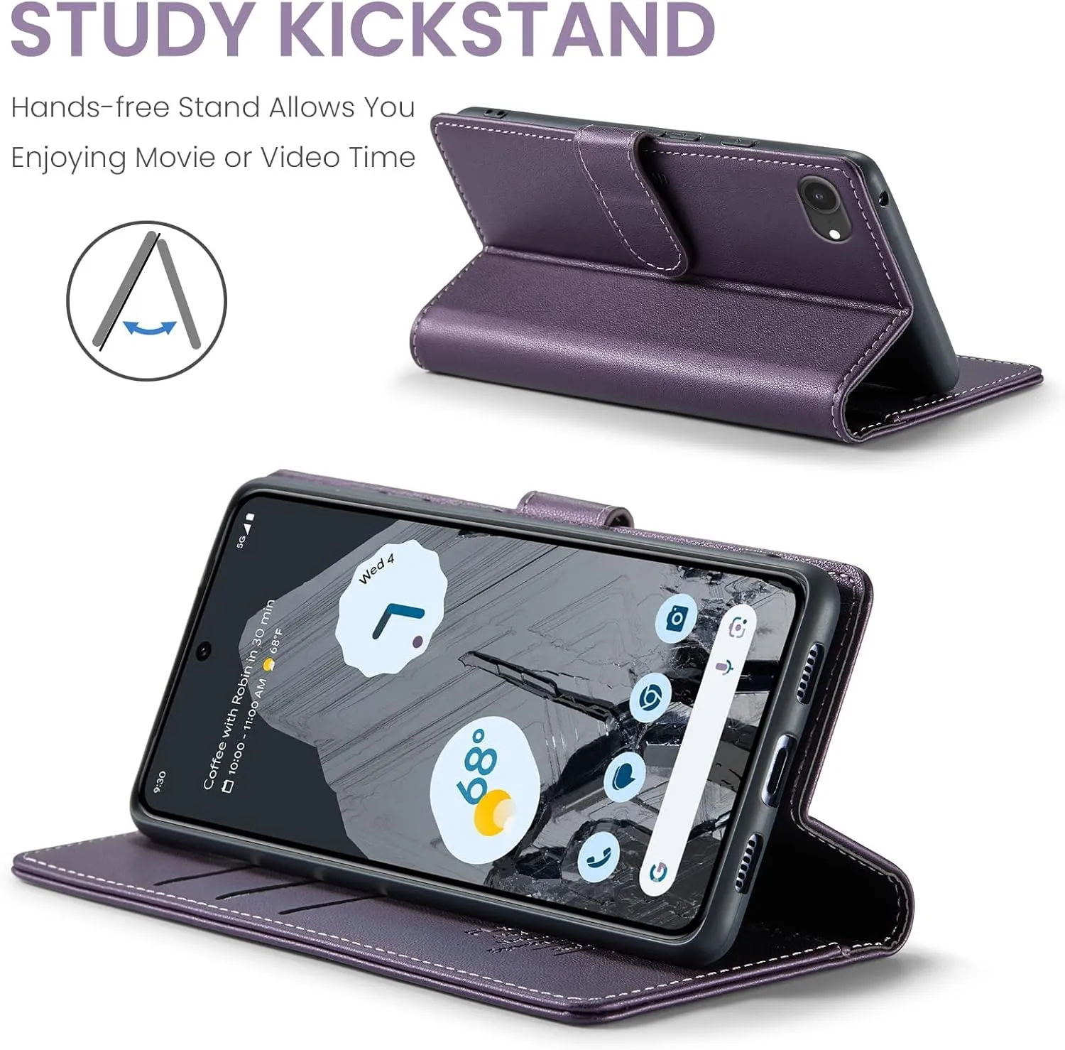 Compatible with iPhone 16e Wallet Case with RFID Blocking Credit Card Holder, PU Leather Folio Flip Kickstand Protective Shockproof Cover Women Men for Apple 16e Phone Case (Purple)