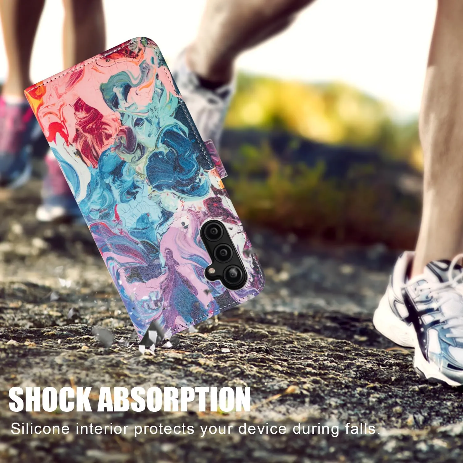 Compatible with Samsung Galaxy A14 Wallet Case - Detachable Flip Folio Leather Kickstand Cover - 4 Card Slots Holder - Fashion Protective Phone Case 6.6" for Mens Women Girls,Colorful Painting