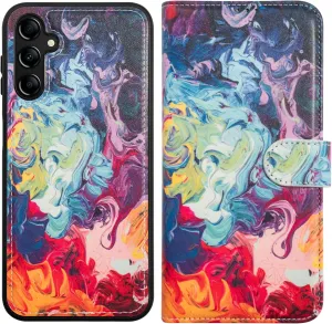 Compatible with Samsung Galaxy A14 Wallet Case - Detachable Flip Folio Leather Kickstand Cover - 4 Card Slots Holder - Fashion Protective Phone Case 6.6" for Mens Women Girls,Colorful Painting