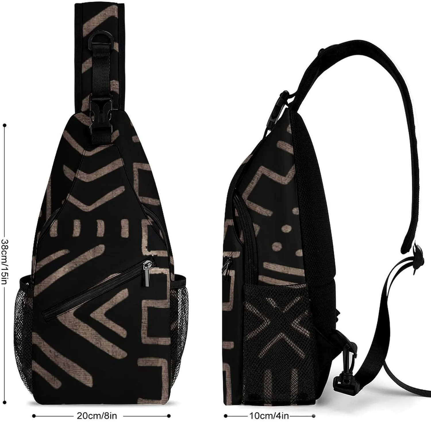 Contemporary African Mud Cloth Print A Spacious And Large Capacity Portable Adjustable Chest Bag