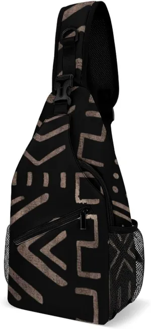 Contemporary African Mud Cloth Print A Spacious And Large Capacity Portable Adjustable Chest Bag
