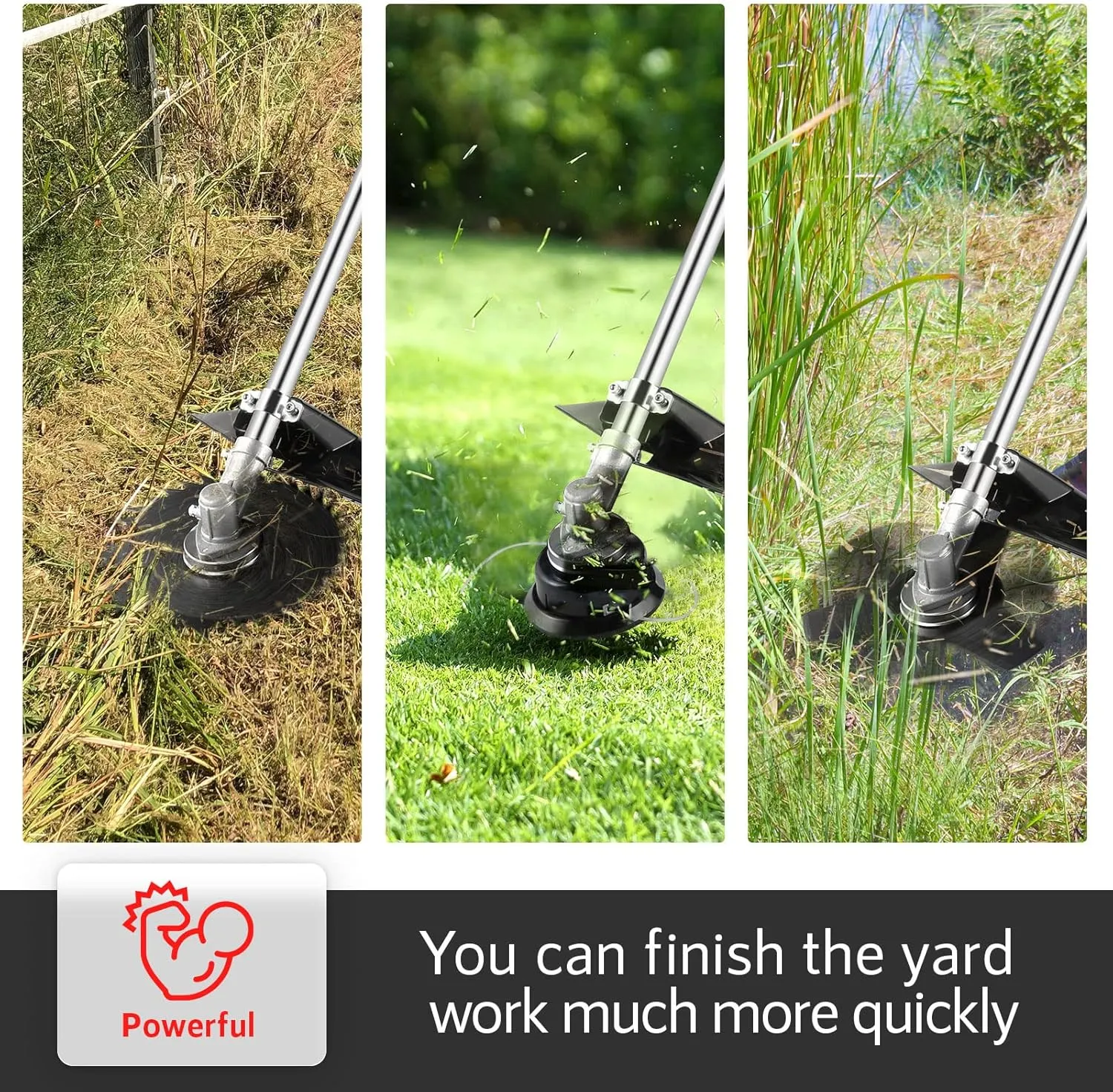 COOCHEER 58CC 2-Stroke Weed Eater Gas Powered 4-in-1 Brush Cutter 18" Straight Shaft Gas Weed Wacker with 4 Blade Heads String Trimmer for Grass, Weeds, Brush (Orange)