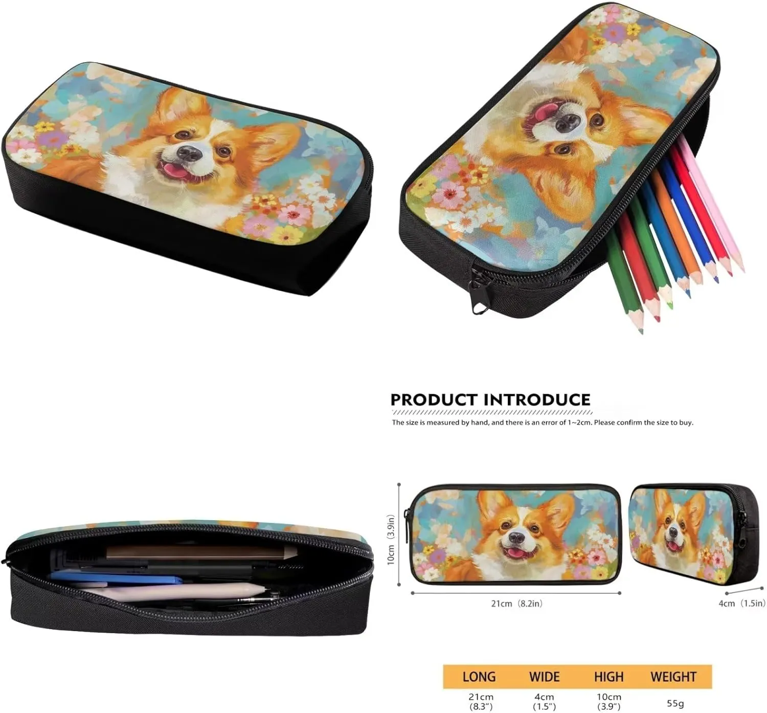 Corgi Preschool Backpack for Girls 15 Inch School Bag Set with Lunch Box Pencil Case 7-8 Kids Cute Large Book Bags Elementary 1st Grade Daypack Back Packs Mochila Para NiñOs