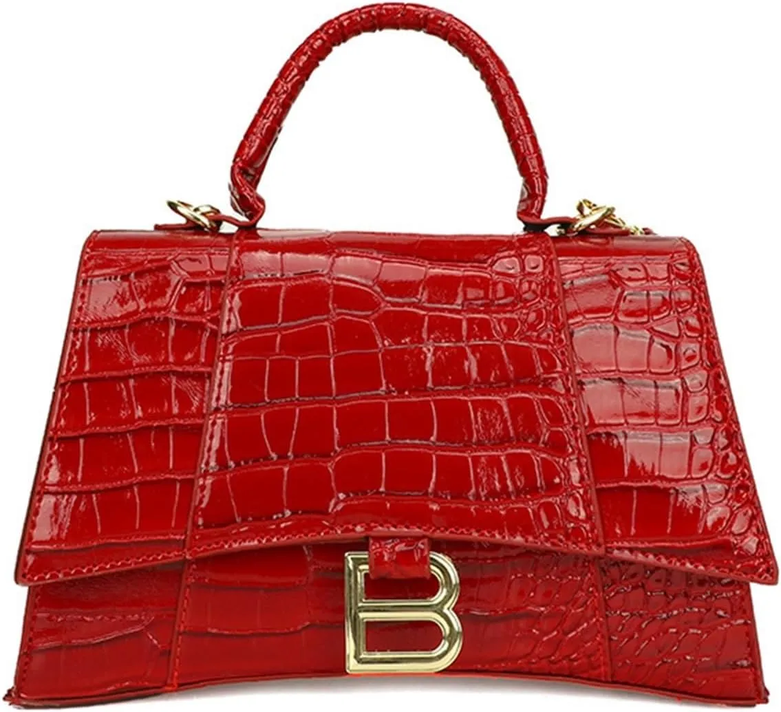 Crocodile Print Tote Shoulder Crossbody Hourglass Bag