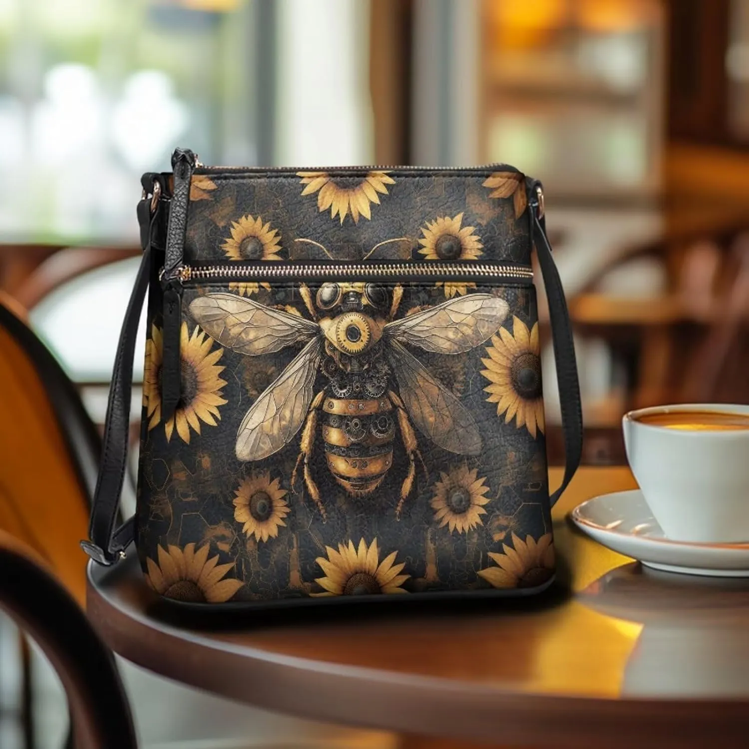 Crossbody Bag Purse Leather Women's Shoulder Handbags Multi Pocket Crossbody Purse with Adjustable Strap