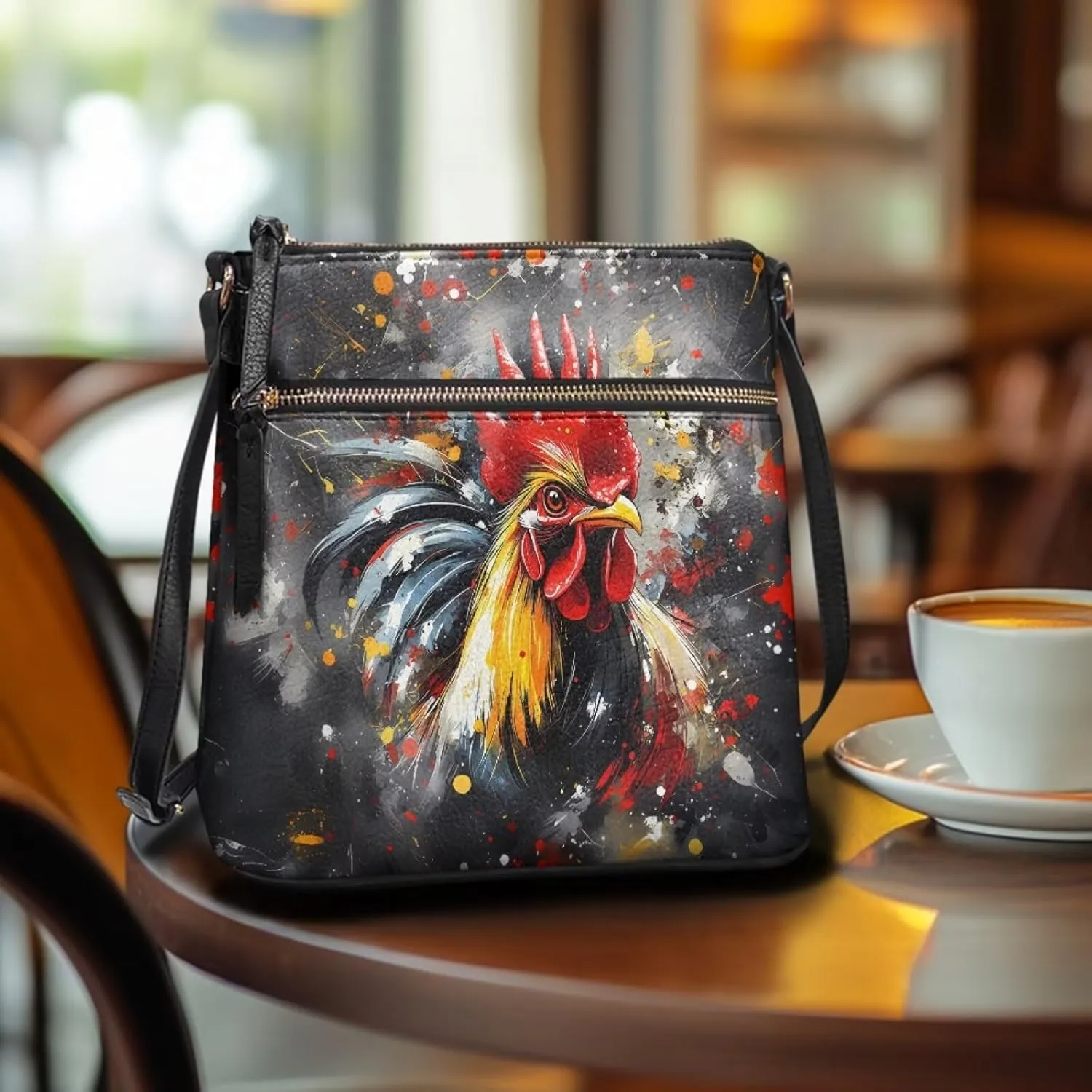 Crossbody Bag Purse Leather Women's Shoulder Handbags Multi Pocket Crossbody Purse with Adjustable Strap