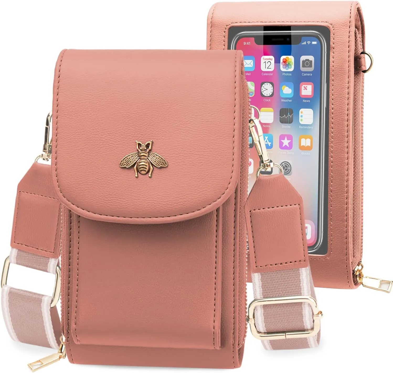 CrossBody Bags with Touchscreen Cell Phone Purse Window Zipper Pocket,RFID Blocking Card Holder iPhone bag for Women