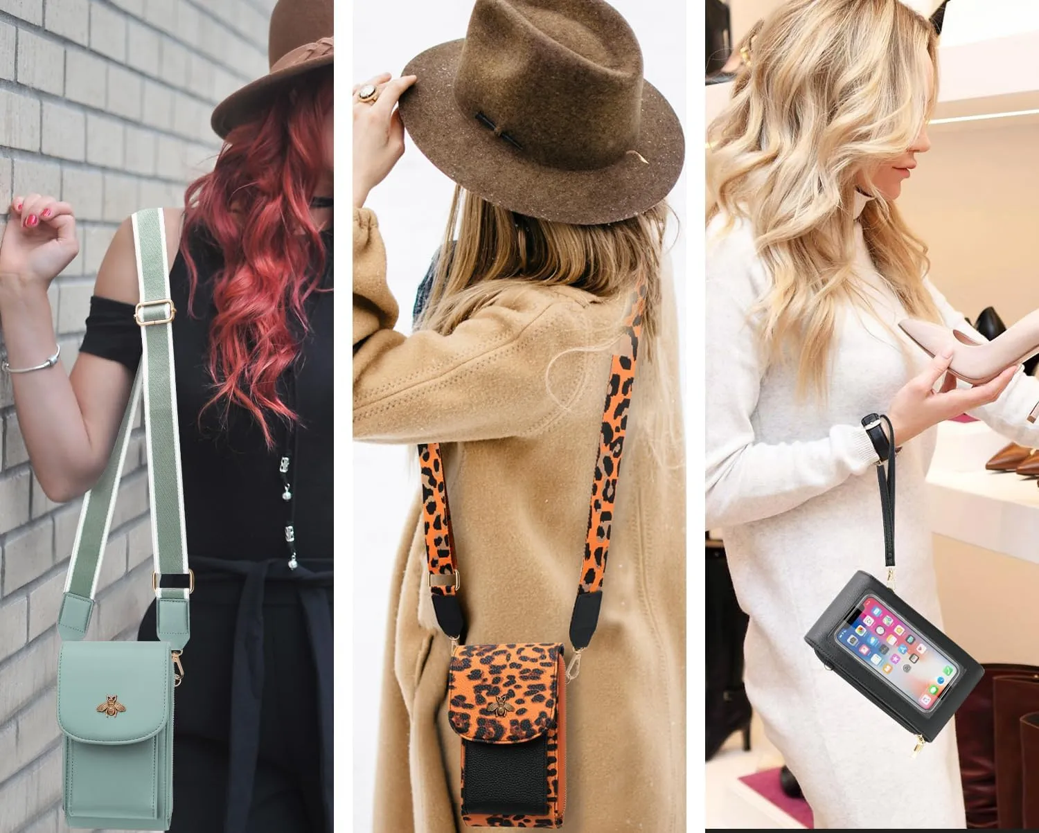 CrossBody Bags with Touchscreen Cell Phone Purse Window Zipper Pocket,RFID Blocking Card Holder iPhone bag for Women