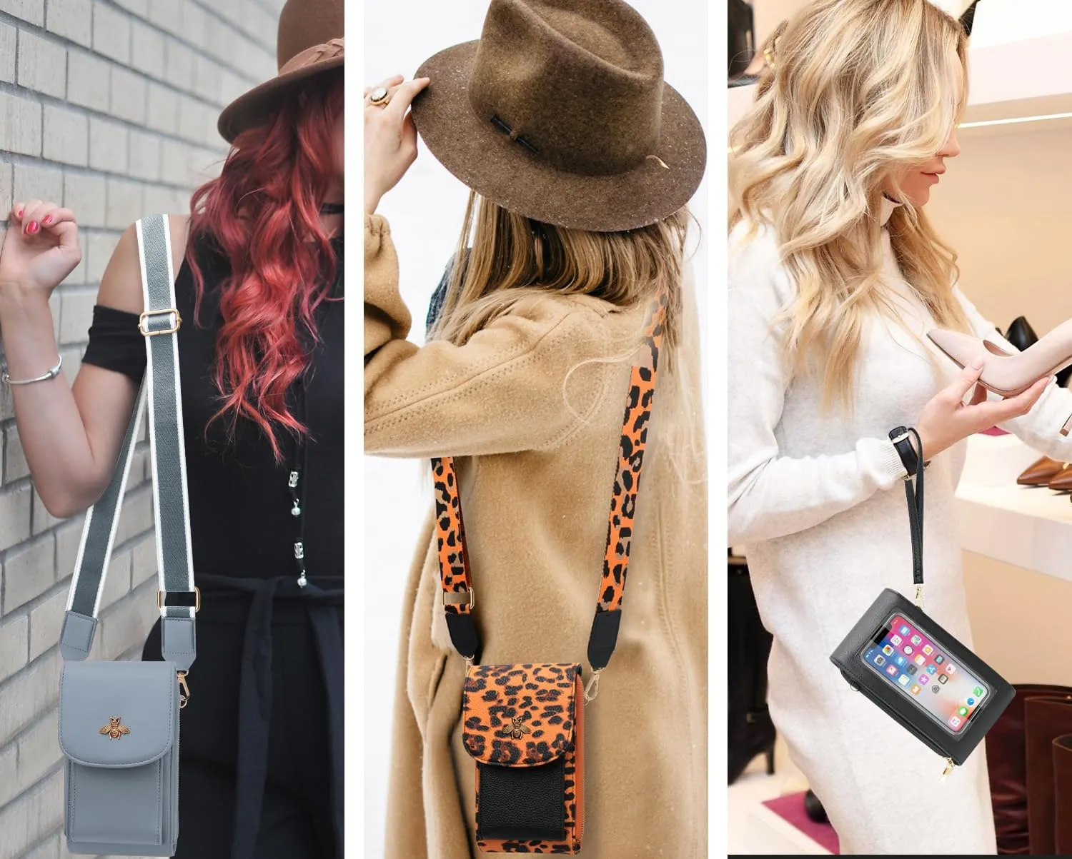 CrossBody Bags with Touchscreen Cell Phone Purse Window Zipper Pocket,RFID Blocking Card Holder iPhone bag for Women