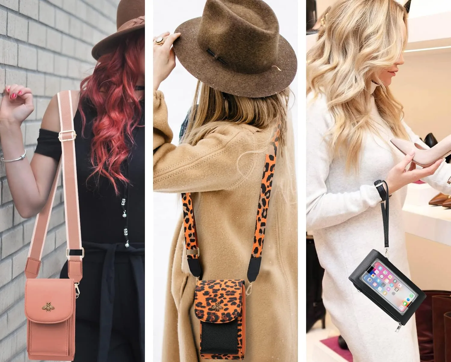 CrossBody Bags with Touchscreen Cell Phone Purse Window Zipper Pocket,RFID Blocking Card Holder iPhone bag for Women