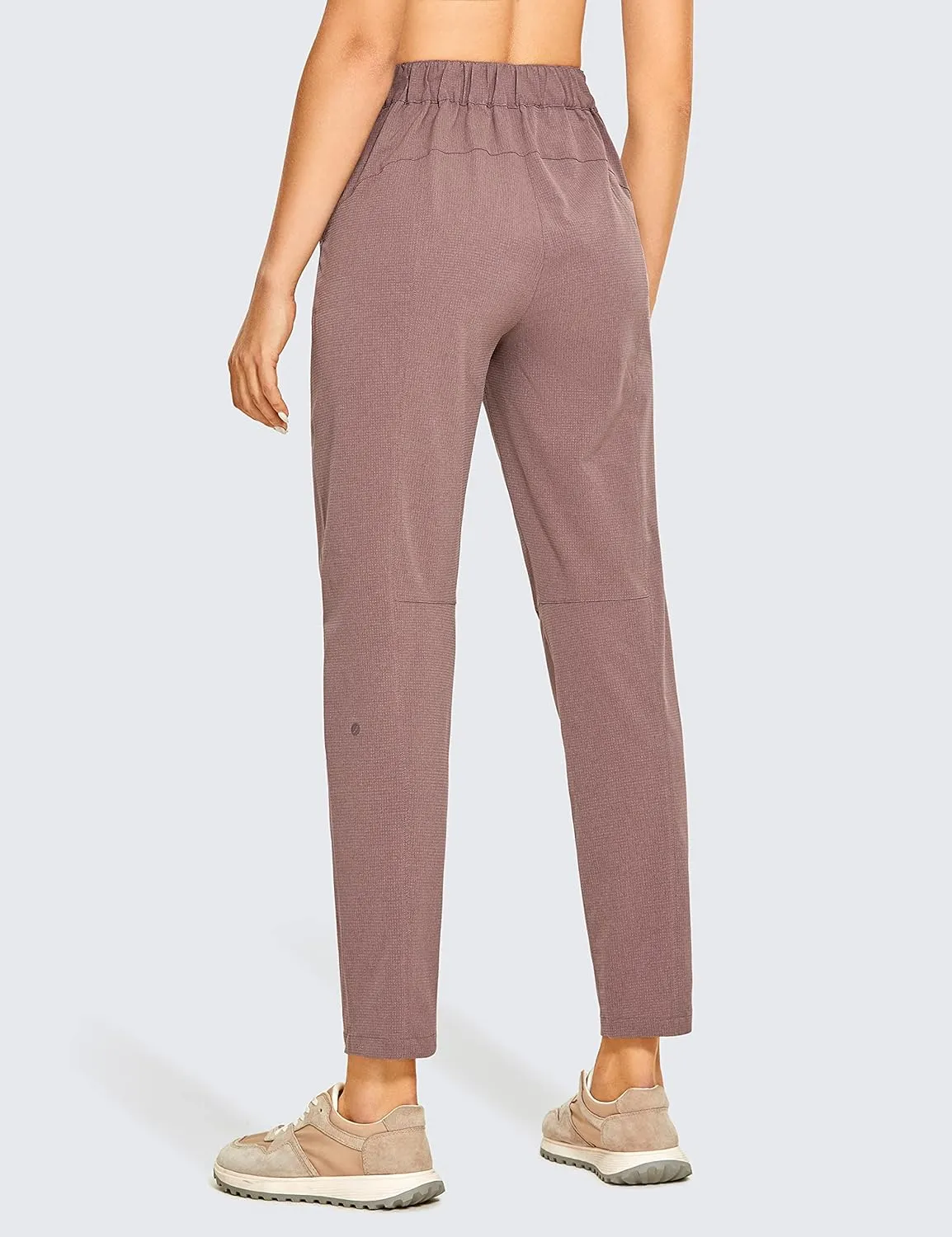 CRZ YOGA Women's Lightweight Breathable Workout Pants Zip-Fly Elastic High Waist Travel Pants with Button Closure